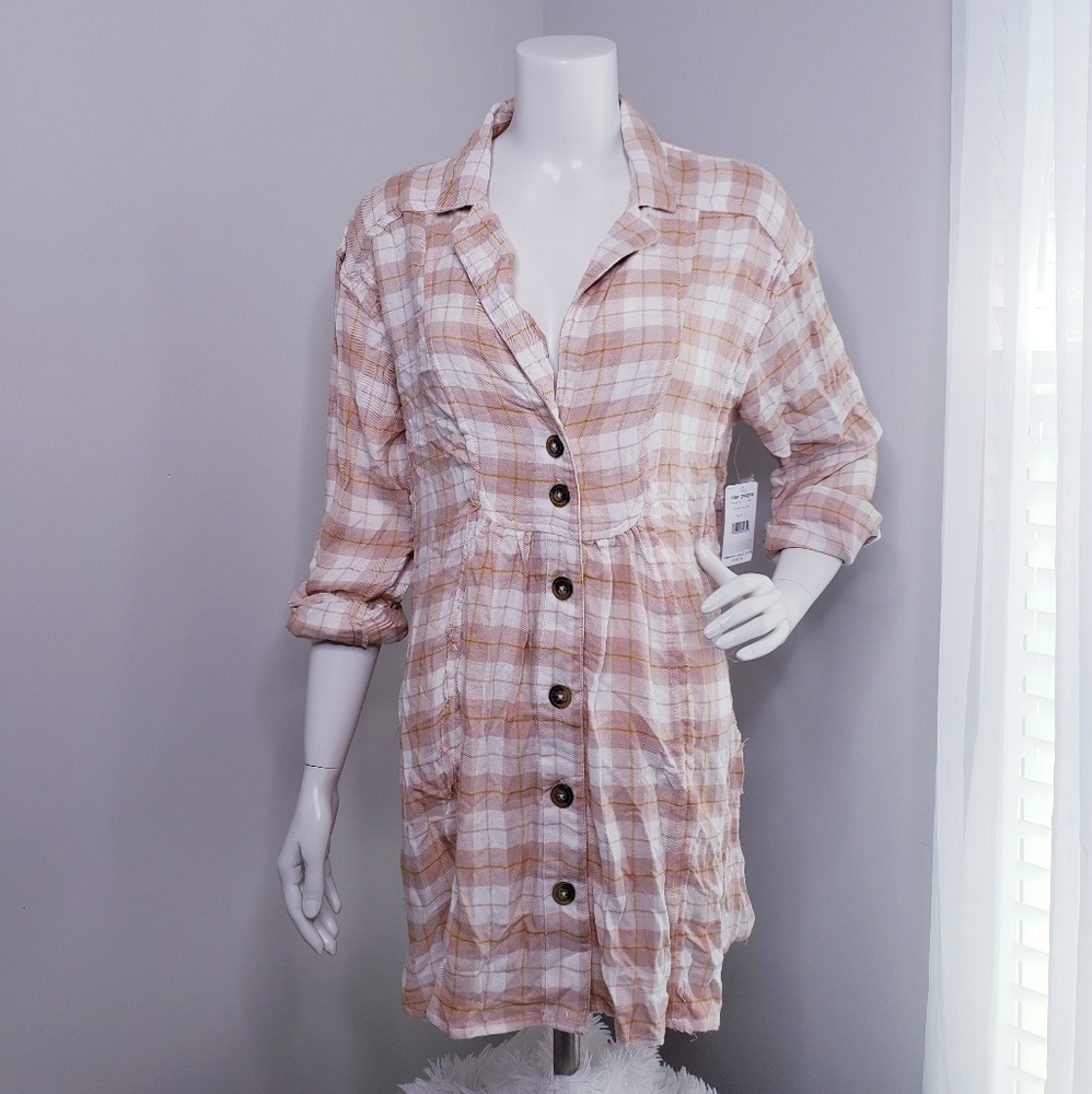 Free People Rose Plaid Top - Picture 3 of 6